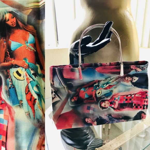 NWOT VINTAGE Y2K Runway SUPERMODEL Print Handbag PURSE - Picture 14 of 14